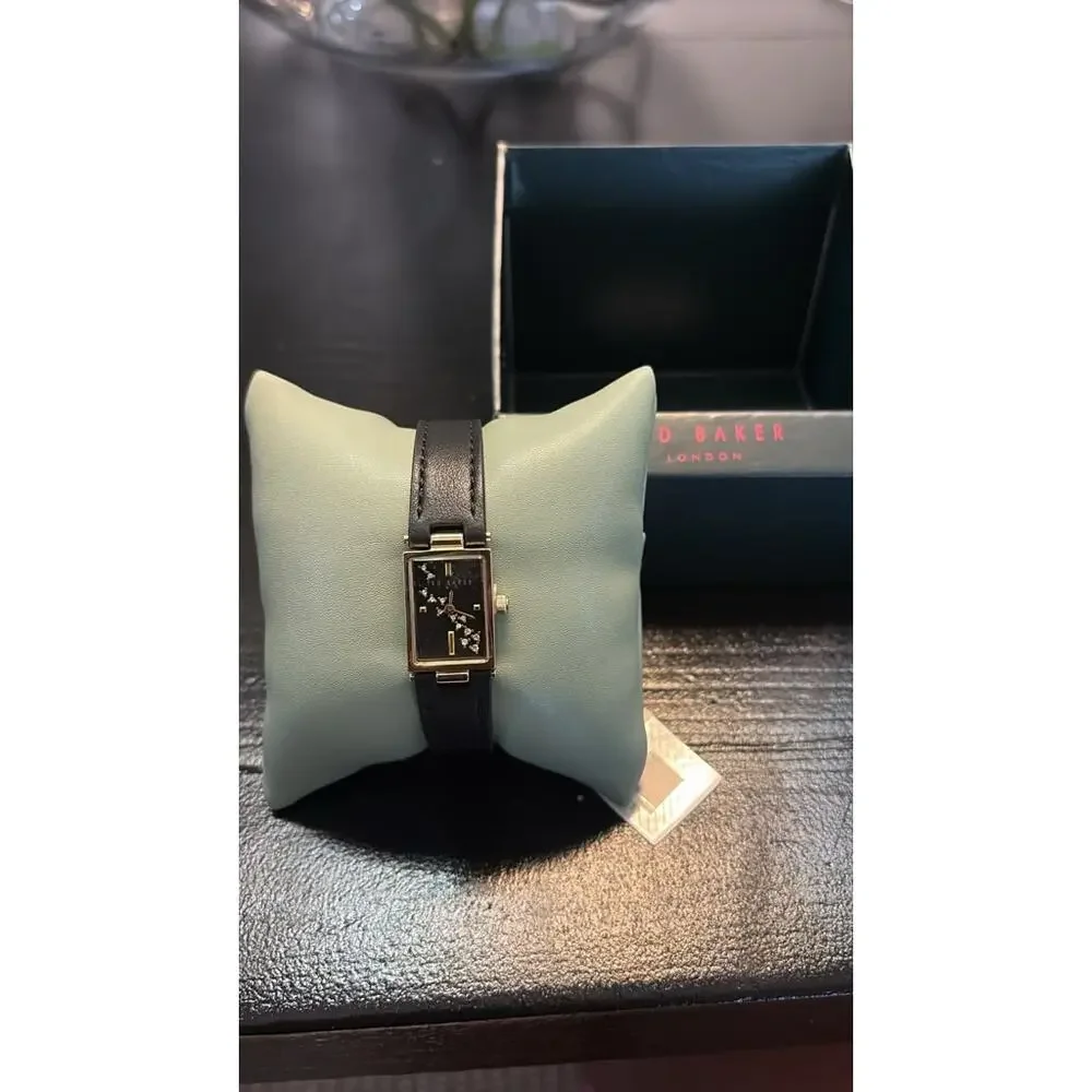 Ted Baker London Black Leather Crystal Watch